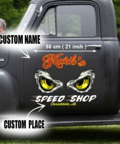 2 Pcs Personalized Eagle Eyes Hot Rod Speed Shop Rat Rod Vinyl Stickers