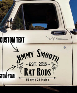 2 Pcs Personalized Rat Rods Hot Rod Garage Vinyl Stickers