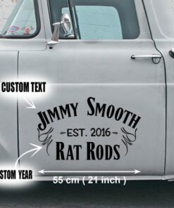 2 Pcs Personalized Rat Rods Hot Rod Garage Vinyl Stickers