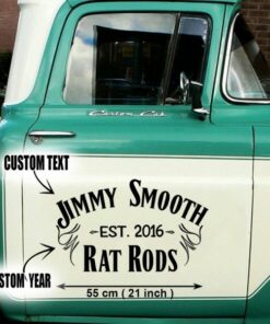 2 Pcs Personalized Rat Rods Hot Rod Garage Vinyl Stickers