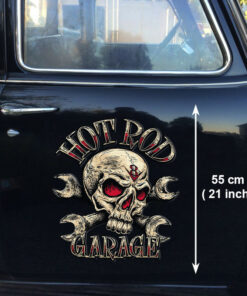 2 Pcs Hot Rod Garage Skull Speed Shop Vinyl Stickers