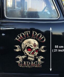 2 Pcs Hot Rod Garage Skull Speed Shop Vinyl Stickers