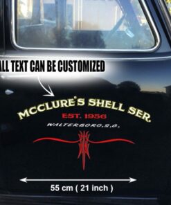 2 Pcs Personalized Pinstripe Hot Rod Garage Vinyl Stickers