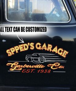 2 Pcs Personalized Pinstripe Hot Rod Garage Kustom Rat Rod Vinyl Stickers