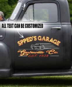 2 Pcs Personalized Pinstripe Hot Rod Garage Kustom Rat Rod Vinyl Stickers