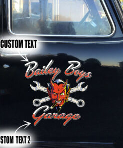 2 Pcs Personalized Pinstripe Hot Rod Garage Kustom Rat Rod Vinyl Sticker