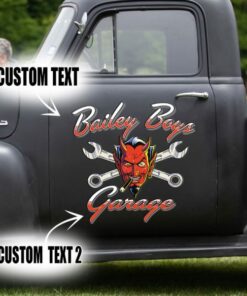 2 Pcs Personalized Pinstripe Hot Rod Garage Kustom Rat Rod Vinyl Sticker