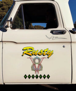 2 Pcs Personalized Pinstripe Hot Rod Garage Kustom Rat Rod Vinyl Decals