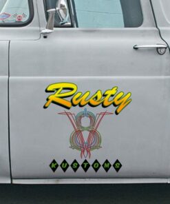 2 Pcs Personalized Pinstripe Hot Rod Garage Kustom Rat Rod Vinyl Decals
