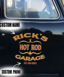 Personalized Pinstripe Hot Rod Garage Kustom Rat Rod Vinyl Sticker Set 02 Pcs