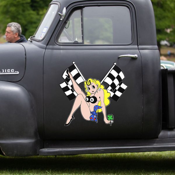 2 Pcs Lady Luck Hot Rod Vinyl Sticker