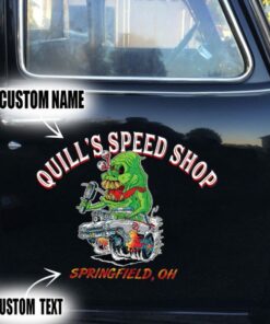 2 Pcs Personalized Hot Rod Garage Speed Shop Kustom Kulture Rat Rod Vinyl Stickers