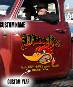 2 Pcs Personalized Speed And Chrome Hot Rod Shop Vinyl Stickers