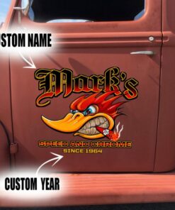 2 Pcs Personalized Speed And Chrome Hot Rod Shop Vinyl Stickers