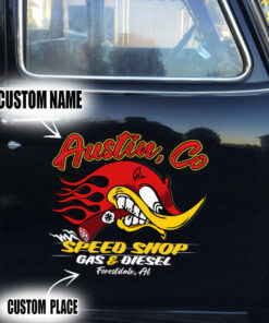 Personalized Speed Shop Gas And Diesel Hot Rod Woodpecker Mr Horsepower Decals