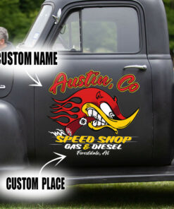 Personalized Speed Shop Gas And Diesel Hot Rod Woodpecker Mr Horsepower Decals
