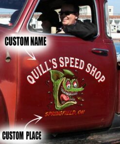 2 Pcs Personalized Hot Rod Garage Speed Shop Rat Rod Decals For Cars