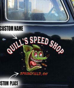 2 Pcs Personalized Hot Rod Garage Speed Shop Rat Rod Decals For Cars