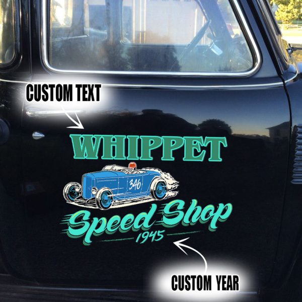 2 Pcs Personalized Hot Rod Club Speed Shop Garage Vinyl Decals For Cars