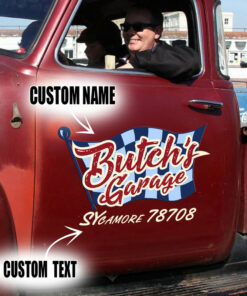 2 Pcs Personalized Hot Rod Garage Speed Shop Rat Rod Vinyl Stickers