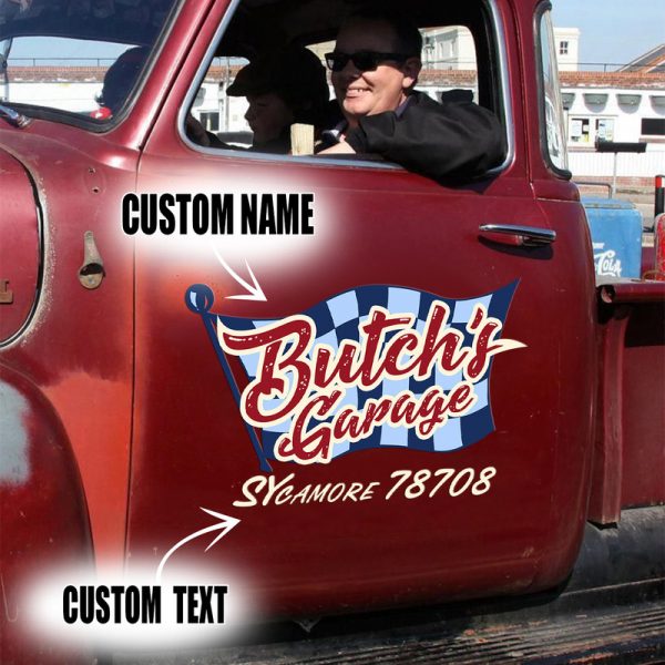 2 Pcs Personalized Hot Rod Garage Speed Shop Rat Rod Vinyl Stickers