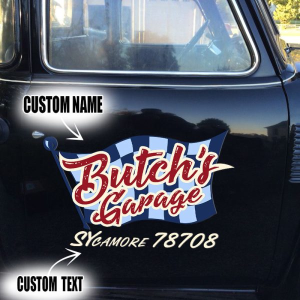 2 Pcs Personalized Hot Rod Garage Speed Shop Rat Rod Vinyl Stickers