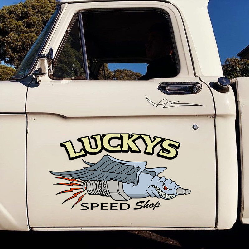 Personalized Speed Shop Hot Rod Garage Vinyl Stickers