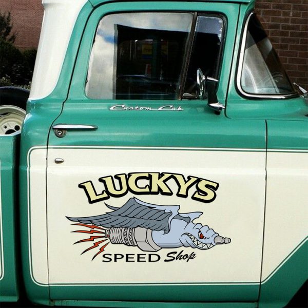 Personalized Speed Shop Hot Rod Garage Vinyl Stickers