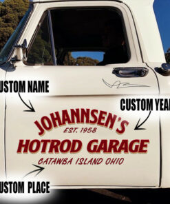 2 Pcs Personalized Hot Rod Garage Speed Shop Rat Rod Vinyl Decals