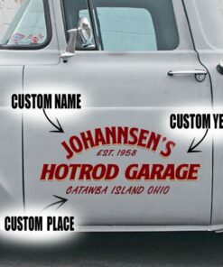 2 Pcs Personalized Hot Rod Garage Speed Shop Rat Rod Vinyl Decals