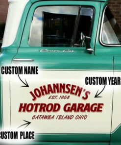 2 Pcs Personalized Hot Rod Garage Speed Shop Rat Rod Vinyl Decals