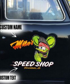 2 Pcs Personalized Hot Rod Garage Speed Shop Kustom Kulture Low Brow Art Vinyl Stickers