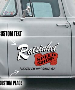 2 Pcs Personalized Hot Rod Lettering Speed Shop Kustom Kulture Vintage Garage Vinyl Stickers