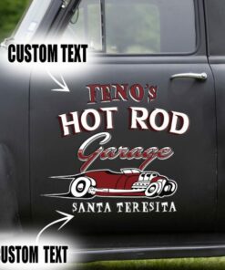 2 Pcs Personalized Hot Rod Lettering Speed Shop Kustom Kulture Vintage Garage Pinstriping Vinyl Stickers