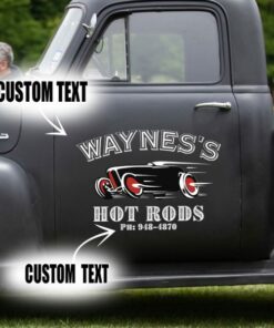 2 Pcs Personalized Hot Rod Lettering Speed Shop Garage Vinyl Stickers
