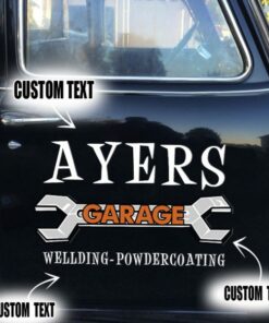 2 Pcs Personalized Garage Hot Rod Vinyl Stickers