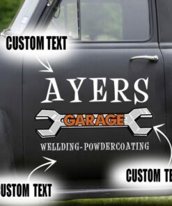 2 Pcs Personalized Garage Hot Rod Vinyl Stickers