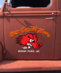 Clay Smith Hams Buena Pork Rat Rod Door Art Vinyl Decals Set 2 Pcs