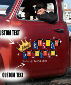 2 Pcs Personalized Kustom Panting Hot Rod Vinyl Stickers