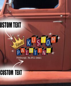 2 Pcs Personalized Kustom Panting Hot Rod Vinyl Stickers