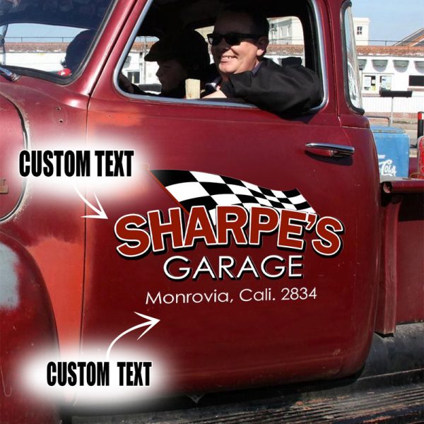2 Pcs Personalized Hot Rod Garage Speed Shop Decals For Cars