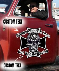 2 Pcs Personalized Hot Rod Garage Iron Cross Hot Rod And Racing Vinyl Stickers