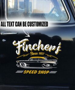 2 Pcs Personalized Lowbrow Garage Hot Rod Garage Speed Shop Pinstripe Vinyl Stickers