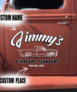 2 Pcs Personalized Chop Shop Hot Rod Garage Low Brow Art Vinyl Stickers