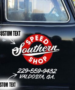 2 Pcs Personalized Speed Shop Hot Rod Garage Vinyl Stickers