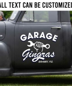 2 Pcs Personalized Vintage Garage Door Art Lettering Hot Rod Vinyl Stickers