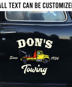 2 Pcs Personalized Towing Hot Rod Door Art Lettering Vinyl Stickers