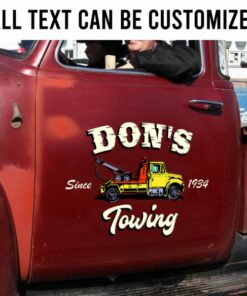 2 Pcs Personalized Towing Hot Rod Door Art Lettering Vinyl Stickers