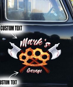 2 Pcs Personalized Knuckle Garage Hot Rod Speed Shop Vinyl Stickers