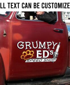 2 Pcs Personalized Hot Rod Garage Knuckle And Spark Plug Speed Shop Vinyl Stickers